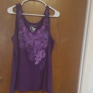Just My Size Purple Floral Tank Top